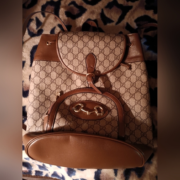 Large Tan Horsebit backpack - Picture 2 of 3